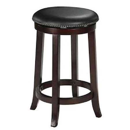 Transitional Upholstered Espresso Counter Stool with Nailhead Trim